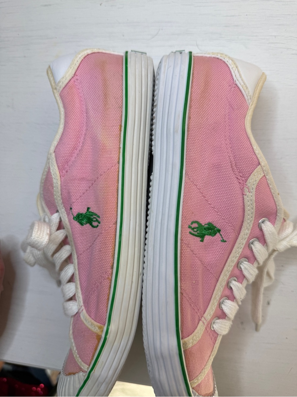 90's Polo Ralph Lauren light pink Canvas sneakers (size 8) vintage preppy Y2K - Picture 8 of 15